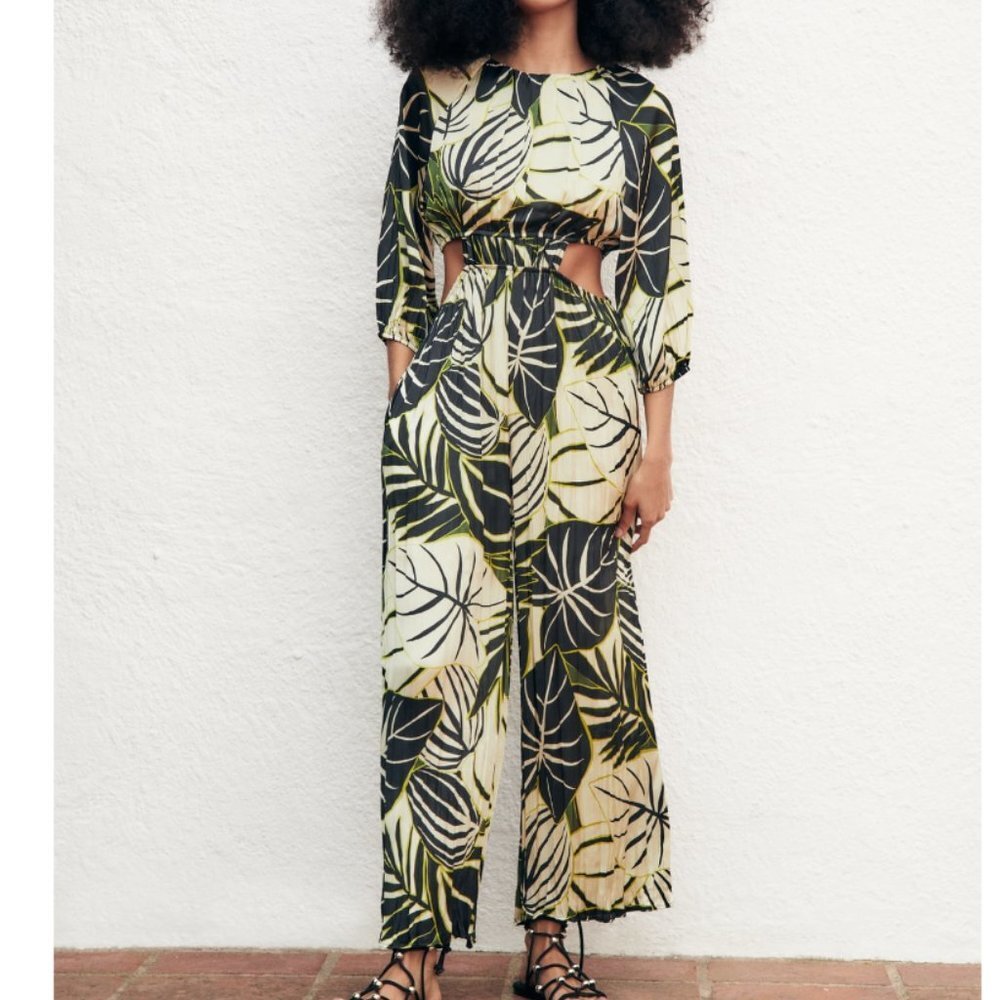 Zara floral print jumpsuit